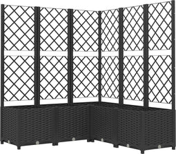 vidaXL - Plantenbak - met - latwerk - 120x120x136 - cm - polypropeen - zwart