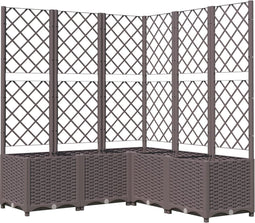 vidaXL - Plantenbak - met - latwerk - 120x120x136 - cm - polypropeen - bruin