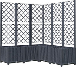 vidaXL - Plantenbak - met - latwerk - 120x120x136 - cm - polypropeen - donkergrijs