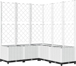 vidaXL - Plantenbak - met - latwerk - 120x120x136 - cm - polypropeen - wit