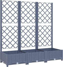 vidaXL - Plantenbak - met - latwerk - 120x40x121,5 - cm - polypropeen - donkergrijs
