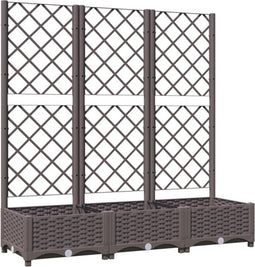 vidaXL - Plantenbak - met - latwerk - 120x40x121,5 - cm - polypropeen - bruin