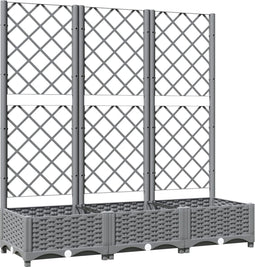 vidaXL - Plantenbak - met - latwerk - 120x40x121,5 - cm - polypropeen - lichtgrijs