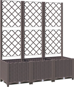 vidaXL - Plantenbak - met - latwerk - 120x40x136 - cm - polypropeen - bruin