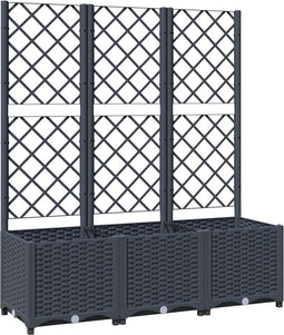 vidaXL - Plantenbak - met - latwerk - 120x40x136 - cm - polypropeen - donkergrijs