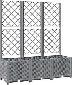 vidaXL - Plantenbak - met - latwerk - 120x40x136 - cm - polypropeen - lichtgrijs