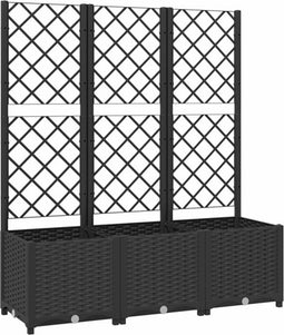 vidaXL - Plantenbak - met - latwerk - 120x40x136 - cm - polypropeen - zwart