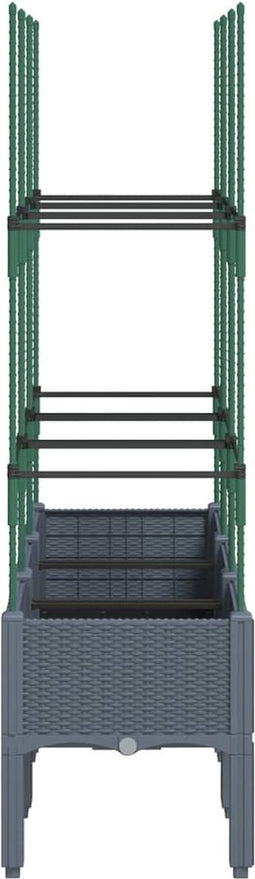 vidaXL - Plantenbak - met - latwerk - 120x40x142,5 - cm - polypropeen - grijs