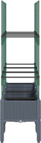 vidaXL - Plantenbak - met - latwerk - 120x40x142,5 - cm - polypropeen - grijs
