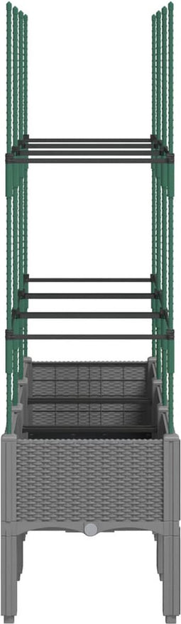 vidaXL - Plantenbak - met - latwerk - 120x40x142,5 - cm - polypropeen - lichtgrijs