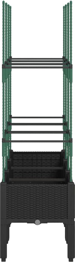vidaXL - Plantenbak - met - latwerk - 120x40x142,5 - cm - polypropeen - zwart