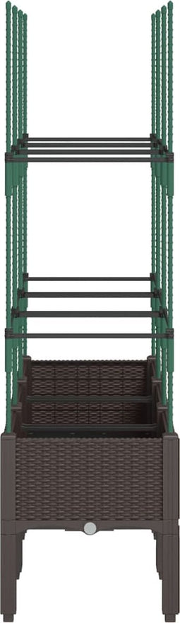 vidaXL - Plantenbak - met - latwerk - 120x40x142,5 - cm - polypropeen - bruin