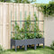 vidaXL - Plantenbak - met - latwerk - 120x40x142,5 - cm - polypropeen - grijs
