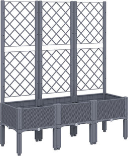 vidaXL - Plantenbak - met - latwerk - 120x40x142 - cm - polypropeen - grijs