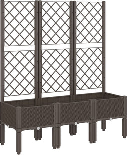 vidaXL - Plantenbak - met - latwerk - 120x40x142 - cm - polypropeen - bruin