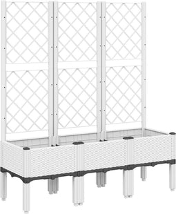 vidaXL - Plantenbak - met - latwerk - 120x40x142 - cm - polypropeen - wit