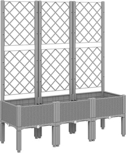 vidaXL - Plantenbak - met - latwerk - 120x40x142 - cm - polypropeen - lichtgrijs