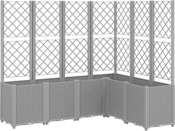 vidaXL - Plantenbak - met - latwerk - 160x120x140 - cm - polypropeen - lichtgrijs