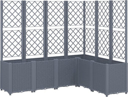 vidaXL - Plantenbak - met - latwerk - 160x120x140 - cm - polypropeen - grijs