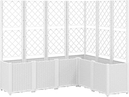 vidaXL - Plantenbak - met - latwerk - 160x120x140 - cm - polypropeen - wit