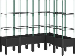vidaXL - Plantenbak - met - latwerk - 160x120x142,5 - cm - polypropeen - zwart