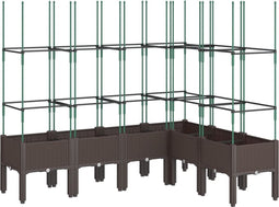 vidaXL - Plantenbak - met - latwerk - 160x120x142,5 - cm - polypropeen - bruin