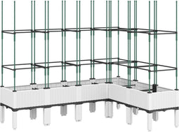 vidaXL - Plantenbak - met - latwerk - 160x120x142,5 - cm - polypropeen - wit
