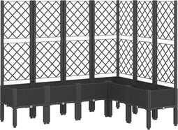 vidaXL - Plantenbak - met - latwerk - 160x120x142 - cm - polypropeen - zwart