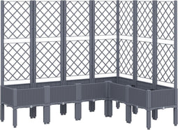 vidaXL - Plantenbak - met - latwerk - 160x120x142 - cm - polypropeen - grijs