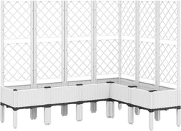 vidaXL - Plantenbak - met - latwerk - 160x120x142 - cm - polypropeen - wit