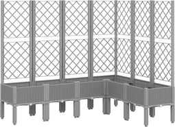 vidaXL - Plantenbak - met - latwerk - 160x120x142 - cm - polypropeen - lichtgrijs