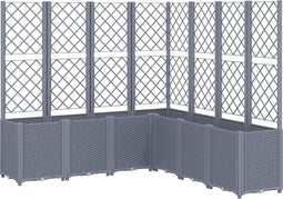 vidaXL - Plantenbak - met - latwerk - 160x160x140 - cm - polypropeen - grijs