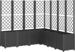 vidaXL - Plantenbak - met - latwerk - 160x160x140 - cm - polypropeen - zwart