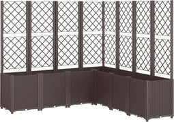 vidaXL - Plantenbak - met - latwerk - 160x160x140 - cm - polypropeen - bruin
