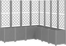 vidaXL - Plantenbak - met - latwerk - 160x160x140 - cm - polypropeen - lichtgrijs