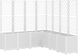 vidaXL - Plantenbak - met - latwerk - 160x160x140 - cm - polypropeen - wit