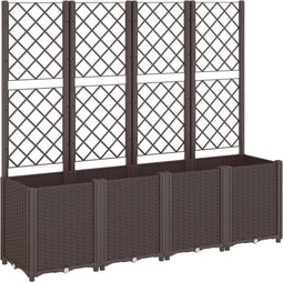 vidaXL - Plantenbak - met - latwerk - 160x40x140 - cm - polypropeen - bruin