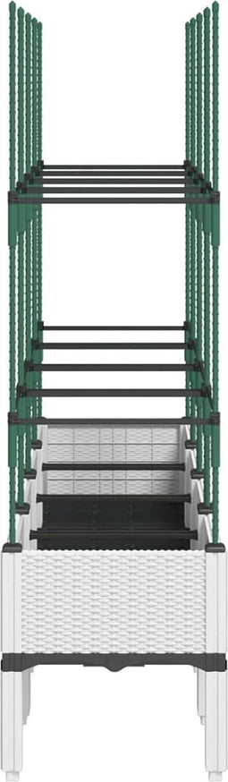 vidaXL - Plantenbak - met - latwerk - 160x40x142,5 - cm - polypropeen - wit