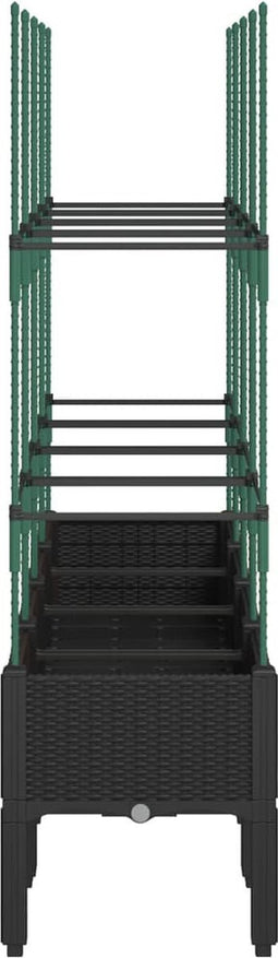 vidaXL - Plantenbak - met - latwerk - 160x40x142,5 - cm - polypropeen - zwart