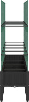 vidaXL - Plantenbak - met - latwerk - 160x40x142,5 - cm - polypropeen - zwart