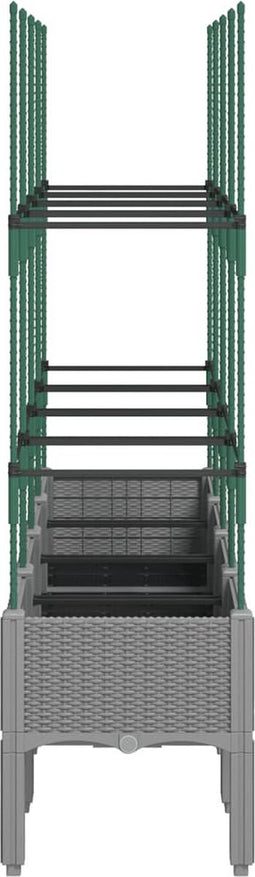 vidaXL - Plantenbak - met - latwerk - 160x40x142,5 - cm - polypropeen - lichtgrijs