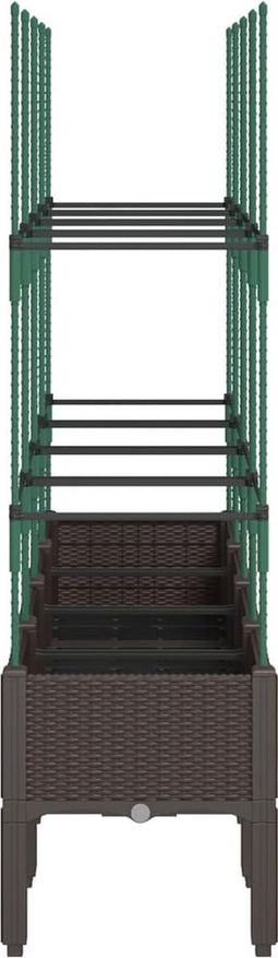 vidaXL - Plantenbak - met - latwerk - 160x40x142,5 - cm - polypropeen - bruin