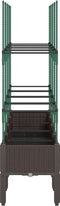 vidaXL - Plantenbak - met - latwerk - 160x40x142,5 - cm - polypropeen - bruin