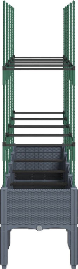 vidaXL - Plantenbak - met - latwerk - 160x40x142,5 - cm - polypropeen - grijs