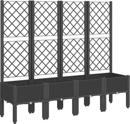 vidaXL - Plantenbak - met - latwerk - 160x40x142 - cm - polypropeen - zwart