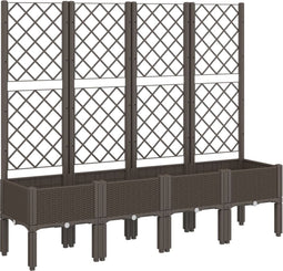 vidaXL - Plantenbak - met - latwerk - 160x40x142 - cm - polypropeen - bruin