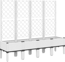vidaXL - Plantenbak - met - latwerk - 160x40x142 - cm - polypropeen - wit