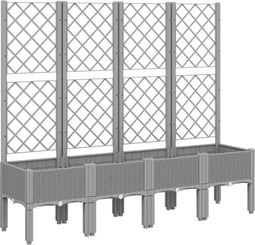 vidaXL - Plantenbak - met - latwerk - 160x40x142 - cm - polypropeen - lichtgrijs