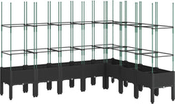 vidaXL - Plantenbak - met - latwerk - 200x160x142,5 - cm - polypropeen - zwart