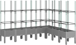 vidaXL - Plantenbak - met - latwerk - 200x160x142,5 - cm - polypropeen - lichtgrijs